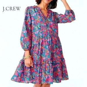 J. Crew Floral Midi Dress - Pink, Blue, Purple